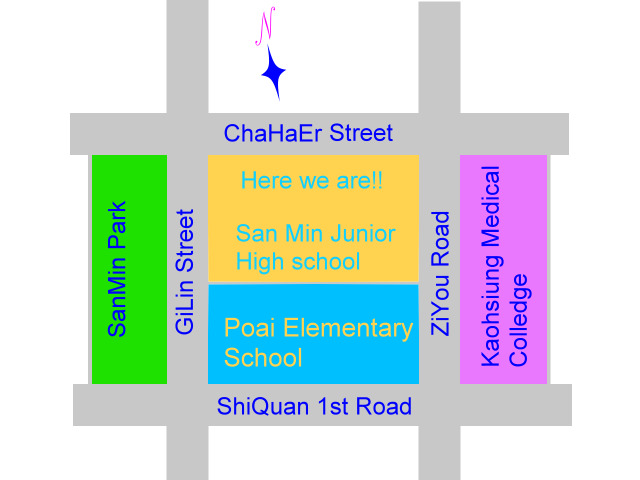 School Map: No. 200, Shiquan 1st Road, Sanmin District, Kaohsiung City